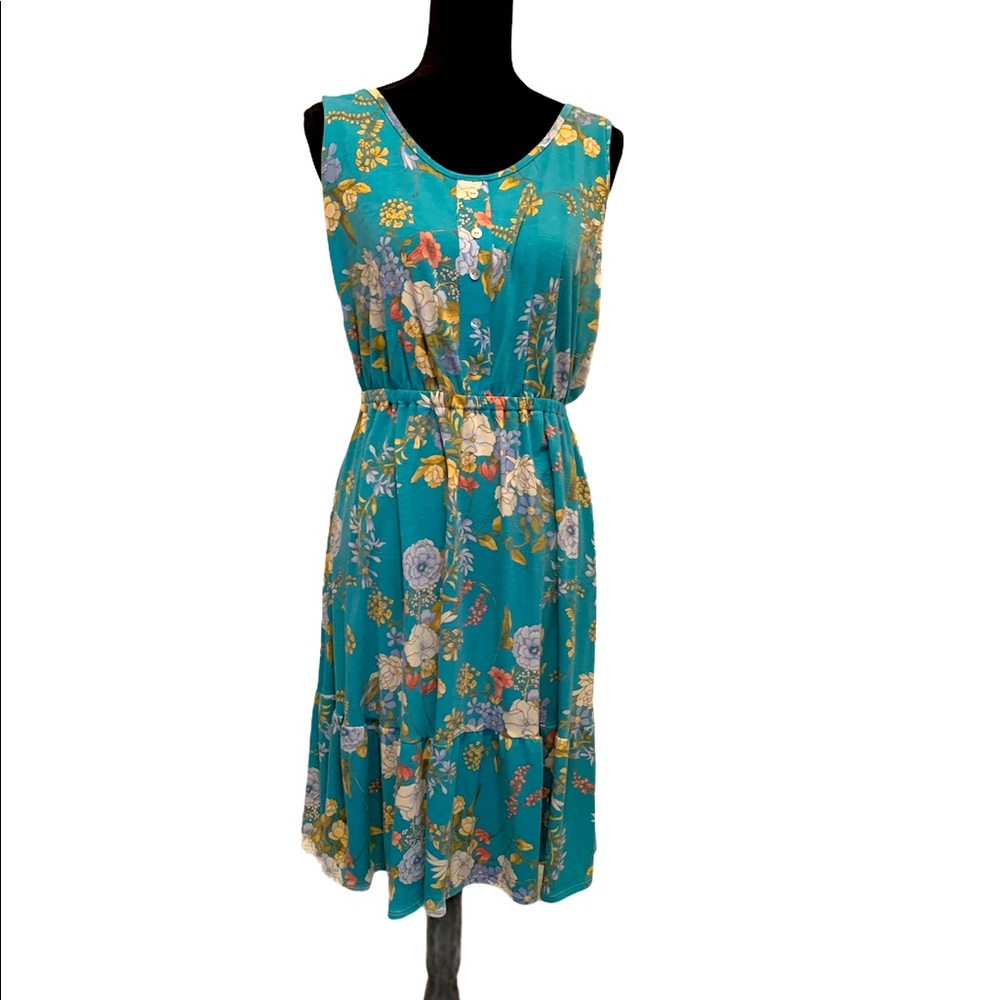 Kori Mint Floral Knit Midi Dress NWT